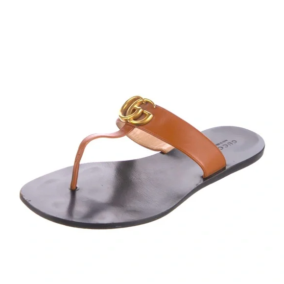 GUCCI “GG” LOGO T-STRAP SLIDE SANDALS AUTHENTIC - Picture 1 of 9